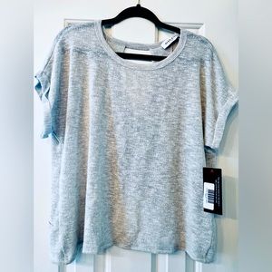 GILLI OPEN SURPLICE BACK TOP - LIGHT HEATHER GREY - S